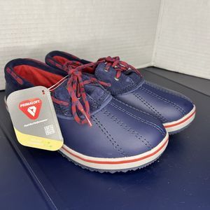 LL Bean Rangeley 2 Eye Moc Kids Size 4 Womens 5.5 Navy Blue Rain Boot 507448 NEW